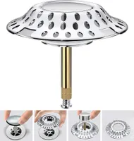 2-in-1-Badewannenstopfen mit Filter, Abflussfilter-Auffangbehälter, Abflussfilter-Badewanne, Messing-Badewannenstopfen verstellbar