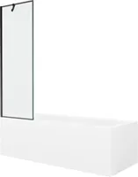 Mexen Cubik rechteckige Badewanne 160 x 70 cm mit Verkleidung und 1-flügliger Duschabtrennung 60 cm, Schwarzes Design - 55031607