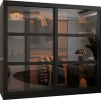 MEBLE KRYSPOL DOME Zweitüriger Schrank Spiegel, 200x200x62cm - Schwarz, Schwarz, Schwarz