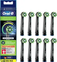 Oral-B CrossAction kefkový nástavec pre elektrické zubné kefky, 10 kusov, holistické čistenie ústnej dutiny so štetinami CleanMaximiser, nástavec pre zubné kefky Oral-B, čierny N
