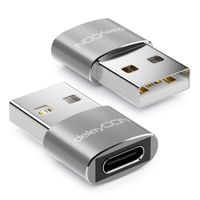 deleyCON USB C auf USB Adapter [2 Stück] USB C Buchse auf USB A Stecker - für PC Computer Laptop Notebook Aluminium Silber