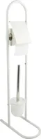 MSV Stand WC Garnitur WC Bürste Toilettenbürste Klobürste aus Edelstahl Weiß 15,7x29x79cm