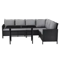 SVITA MADISON Polyrattan Lounge Gartenmöbel Rattan Set in Schwarz