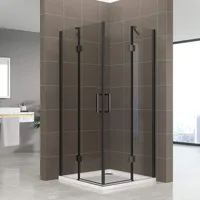 Duschbär Duschkabine 70x90x190 cm Celine mit Eckeinstieg aus durchsichtigem ESG Sicherheitsglas mit schwarzen Aluprofilen DGK73