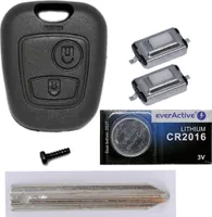 Auto Schlüssel Funk Fernbedienung 1x Gehäuse + 1x Rohling SX9 + 2X Mikrotaster + 1x CR2016 Batterie kompatibel mit Citroen/Peugeot/Toyota