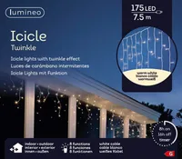 Lumineo LED Icicle Twinkle mit Timer 750 cm 175 Lichter Warmweiß