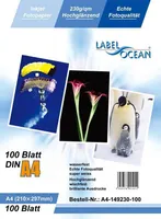 100 Blatt A4 230g/qm LabelOcean Premium Fotopapier Highglossy hochglänzend