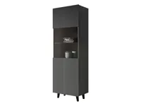 MIRJAN24 Hochvitrine Vamos Grey, Vitrine mit Gehärtetes Glas, Standvitrine, Fronten gefräst (Farbe: Anthrazit)