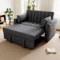 Odikalo Schlafsofa Doppelsofa Lounge Sessel mit Kissen verstellbar Rückenlehne Grau
