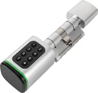 Kombinations-Türschloss Set elektrisch Tür-Schließzylinder mit 2 Schlüssel 4 Entriegelungsmethoden IP53 (Silber)