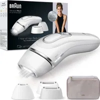Odstraňovač chĺpkov Braun IPL Silk-expert Pro 3 PL3230 (SkinPro 2.0 (SensoAdaptTM), automatické nastavenie tónu pleti, až 100 svetelných impulzov za minútu, citlivý režim, úložná taška, štandardný, presný a široký nástavec), farba:biela