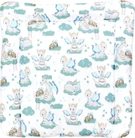 TupTam Baby Wickeltischauflage mit Baumwollbezug Gemustert, Farbe: Dino Bärchen Grün Grau, Größe: 75 x 85 cm