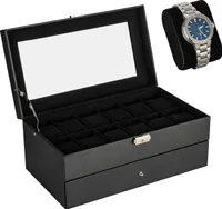 Uhren Aufbewahrung Uhrenbox Uhrenkoffer Uhrenkasten 'Zürich', schwarz, Farbe Innenfutter:schwarz
