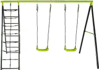 Gartenschaukel Deluxe Doppelschaukel mit Kletternetz - Gartenspaß für Kinder