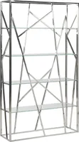 BELIANI Bücherregal Silber Edelstahl Sicherheitsglas 175 x 100 x 30 cm Modern Silber Glasböden Edelstahlgestell Glamourös Viel Stauraum Wohnzimmer