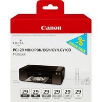 Canon originál ink PGI-29 MBK/PBK/DGY/GY/LGY/CO Multi pack, black/grey, 4868B018, Canon Pixma Pro 1, Poukážka k nákupu 4868B018