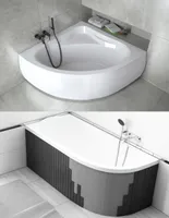 BADLAND Eckbadewanne Badewanne Mia 120x120 mit Ablaufgarnitur, Füßen und Styroporverkleidung GRATIS