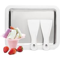 Speiseeisbereiter, Eisplatte Rechteckige Eismaschine mit 2 Spateln, Rolled Ice Cream Maker, Eismaschine