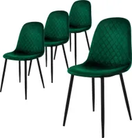 ML-Design súprava 4 jedálenských stoličiek s operadlom, tmavozelená, zo zamatu