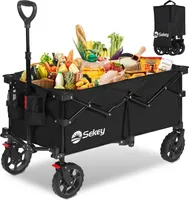 Sekey Bollerwagen Faltbar Handwagen Belastbar bis 150kg Transportwagen, Schwarz