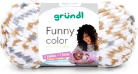 Gründl Funny Color, Chenillegarn,Babywolle,100g/120m,100% Polyester 31 senf-hellgrau-weiß