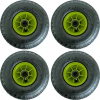4x Sackkarrenrad Luftrad 260x85 3.00-4 Achlänge 75 mm 4PR Lagen mit Nadellager grün