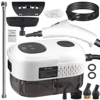 Dampfreiniger 2500W mit 9 Zubehörteilen, 3 Bar Druck, 1100ML für Schmutz & Fett, tragbar mit 3 Bürstenköpfen, ideal für Küche, Bad & Auto, Weiß