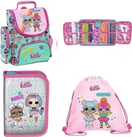 SCOOLSTAR LOL Schulranzen Set mit 3 Teilen, leichten Rucksack, einen Tornister für Mädchen, Federmäppchen, Handtasche, Fassungsvermögen von 22 Liter