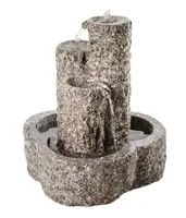 Dehner Gartenbrunnen Heidelberg mit LED Beleuchtung, warmweiß, Ø 50 cm, Höhe 55 cm, Granit, grau