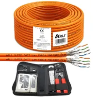 ARLI Cat7 Verlegekabel Duplex 50m Netzwerkkabel + Werkzeug Set Crimpzange + LSA + Tester + Messer