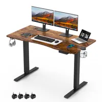 Mondeer Höhenverstellbarer Schreibtisch mit Rollen Elektrischer mit 3 Memory-Funktionen und Silent-Technologie 120*60cm Vintage