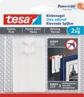 tesa lepiaci klinec, 2 kusy, na tapety a omietky, do 2 kg na klinec, biely