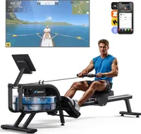 Wasser-Rudergerät leise – 15 L Wassertank, Stahlrahmen, LCD & Bluetooth, Kinomap-kompatibel, ergonomischer Sitz, klappbar, bis 136 kg, platzsparend