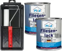Plid Fliesenlack 1,5l Weiß Glänzend, für ca. 16m² + Lackierset / Fliesenfarbe
