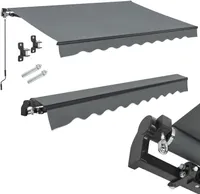 Juskys Markise 250 x 200 cm - Beschattung Terrasse & Balkon - Gelenkarmmarkise mit Kurbel & Halterung - Sonnenschutz Balkonmarkise Gelenkmarkise Grau