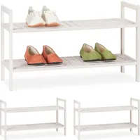 relaxdays 3 x Schuhregal stapelbar weiß
