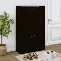 vidaXL Skriňa na topánky čierna 63x24x103 cm Materiál drevo