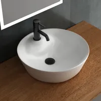 Alpenberger Rundes Handwaschbecken | Aufsatzwaschbecken für Bad & Gäste WC mit Lotuseffekt | Waschschale aus Sanitärkeramik | Premium Waschbecken
