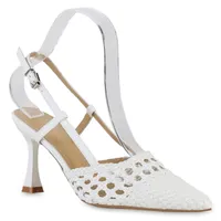 VAN HILL Damen Slingpumps Pumps Stiletto Party Absatz-Schuhe 840882, Farbe: Weiß, Größe: 38