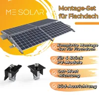 Komplette Solar Montage-Set für Flachdach, für 4 Stück PV-Module