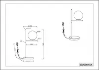 stolová lampa Pure52 x 18 cm oceľ/sklo 1 kg čierna/priehľadná
