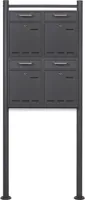 2x2 Briefkasten V53 Anthrazit Postkasten mit Briefkastenständer und Sichtschlitzen, Postbox