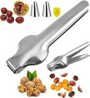 2x Nussknacker,Edelstahl Maroni Schneider, Maronizange, 2 In 1 Kastanie Schneider, Kastanien Clip, Maronen Schneider, Kastanienöffner aus Edelstahl, für Walnüsse, Kastanien, Nüsse