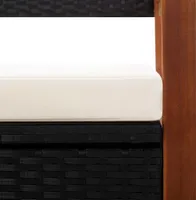 vidaXL Bank mit Stauraum 115 cm Poly Rattan Massivholz Akazie Schwarz