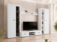 MIRJAN24 Wohnwand Farso XL, Modernes Wohnzimmer-Set, Schrankwand, Stilvoll Mediawand, TV-Möbel (ohne Beleuchtung, Weiß)