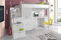Selsey - Möbel-Set ASTURIA mit Treppen für Kinderzimmer, in Weiß, mit Kleiderschrank, Schreibtisch und Bett