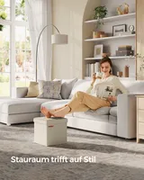 SONGMICS Sitzhocker mit Stauraum, kleine klappbare Sitzbank, 30 x 30 cm Fußbank, Aufbewahrungsbox, bis 130 kg belastbar