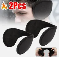 2x Ohrwärmer Fleece Uni Winter Ohrwärmer Ohrenschützer Earmuff Ohrenklappen Schwarz