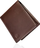 SERASAR | Ledergeldbörse [Space] mit Braun Leather | Farbe: Braun | Länge: 12.5cm