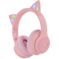 Katzenohr Bluetooth Kopfhörer kabellos bluetooth - Kinder Kopfhörer mit LED-licht - Kopfhörer bluetooth - Kabellose kopfhörer -  Kopfhörer Kinder - Rosa- IMOSHION®